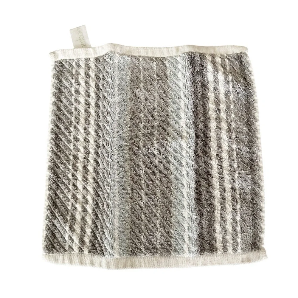 Bamboo Bathroom Hand Towels | One Hand Towels 1 Wash Cloth Striped Textured Gray